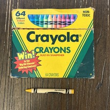 Crayola Crayons 64 Pack Vintage 1994 Binney Dandelion Sharpener 90's USA Set picture