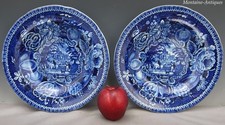 Pair Historic Blue Staffordshire Bowls ca. 1825 picture