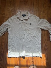 Polo Ralph Lauren Rugby Shirt Vented Arms Off White Vintage picture