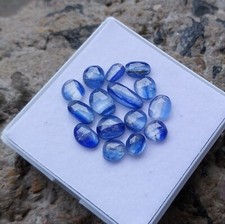19 Ct 5.5x6.5 to 5x12 MM Natural Neon Blue Color Kyanite Rose Cut 15 Piece Lot picture