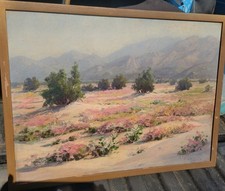 Vtg Palm Springs Listed Artist Paul Grimm Desert Wild Flowers Oil Painting  picture