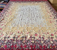 Vintage Amish Quilt Blooming Nine Patch Watercolor Pattern Handmade 88x82 picture