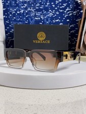 VERSACE VE4446U Men Square Sunglasses Brown‑Clear Frame Gradient Lens 54‑19‑145 picture