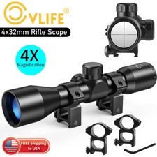 CVLIFE 4x32MM Compact Rifle Scope Crosshair Optics Hunting Gun Scope With Mounts picture