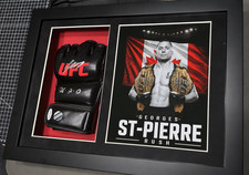 Georges St-Pierre GSP Signed UFC Glove JSA Framed Shadow Box MMA Autographed picture