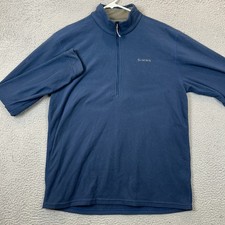Simms Sweater Mens Large Blue Fleece Fishing Quarter Zip Pullover Outdoor EUC picture