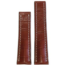 Gen. Alligator Watch Band | Matte | Cognac | White Stitch | For Breitling Deploy picture