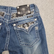 Miss Me Jeans Womens 28 Blue Boot Cut Embellished Rhinestone Denim Y2K picture