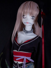 Custom 3D Printed Smart Doll Head – OOAK Horror Faceup (Stitched Mouth) + Eyes picture