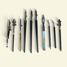Vintage KERN SWISS Art Brown Drafting Ruling Pen Lot Technical Drawing Tools Ink picture