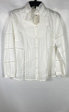 Eri + Ali Anthropologie Women's White Pintuck Lace Blouse Size XS NWT picture