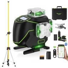 Huepar 4D Laser Level with LCD Screen Remote Control S04CG+3.7m Telescoping Pole picture