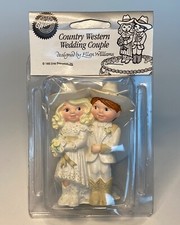 New Vintage Wilton Country Western Wedding Couple cake topper top piece 214-1120 picture