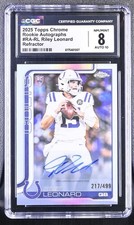 2025 Topps Chrome Riley Leonard Colts RA-RL Refractor /499 AUTO CGC 8 picture
