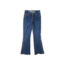 Mudd Jeans Vintage Y2K Rare Size 3 Low Rise Flare Snap Side Denim Jeans 2000s picture