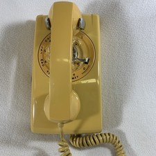 Vintage 1970’s ITT Rotary Dial Wall Mount Telephone Mustard Yellow 554 (works) picture