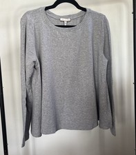 NWT Anthropologie eri + ali Long Sleeve Gray Relaxed Fit Swing Top picture