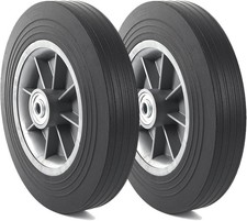AR-PRO (2-Pack) 10'' x 2'' Flat Free Solid Rubber Tire and Wheel, 3/4