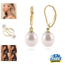 Luxury 14K Gold-Plated Freshwater Pearl Earrings – Eco-Friendly Gift Boxed picture