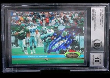 1991 Stadium Club Emmitt Smith #2 Card Beckett 10 Auto Dallas Cowboys HOF Signed picture