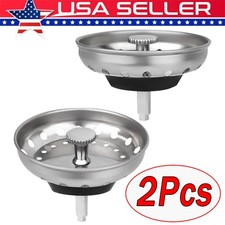 2 Pcs Stainless Steel Home Kitchen Sink Drain Stopper Basket Strainer Waste Plug picture