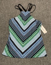 JANTZEN Women's Tankini Swim Top Size 6 Geometric Print Strappy Back Swimwear picture