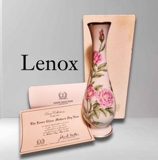 Lenox Bone China Vase roses 1986 Vintage collectible w box and paperwork  picture