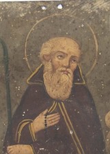 19th Century St Francis of Paola, San Francisco de Paola Oil on Tin, Retablo - picture