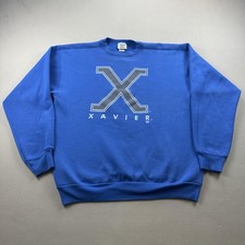 Vintage Xavier Musketeers Sweatshirt Mens Large Blue University College USA 90s picture