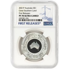 2021 P Australia $1 Great Southern Land 1oz Silver & Mother of Pearl NGC PF7 picture