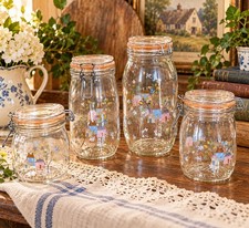 Vintage International China Heartland Glass Canister Jar Farmhouse Kitchen picture