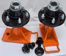 Heavy Duty Pair 6x5.5 Lug 8000lb Shipping Container Wheels Bolt-On Spindle Kit. picture