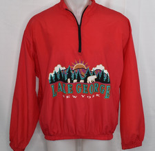 MEGA INTERNATIONAL VINTAGE USA Made Lake George New York 100% Nylon Pullover Red picture