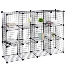 12 Cube Storage Shelf Wire Metal Grid DIY Modular Cabinet Bookcase Bookshelf  picture