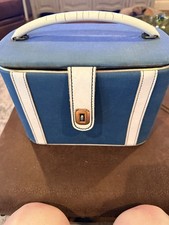 vintage 1960s canvas and leather train vanity case picture