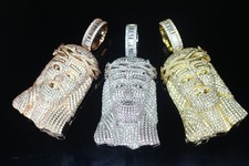 XXL Jesus Head Pendant 15ct VVS1 Lab BAGUETTE Sim Diamonds Bussdown 56g MASSIVE picture