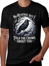 Spooky Crow Lover Halloween Witchy Graphic T-Shirt Funny Gothic Raven Black Tee picture