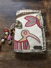 Graphic Bird Upholstery Fabric Junk Journal Single Signature 30 Pg Spine Dangle picture