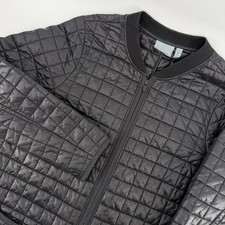 Athleta Quilted Long Bomber Jacket Women Small Black Full Zip Pockets Quilted picture