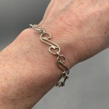 Vintage Handcrafted .925 Sterling Silver Bracelet. 7.75”L, 8.5mmW, Approx 10g picture