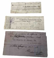 (3) Antique Canceled Checks 1887 1892  Boston Journal Plus. picture