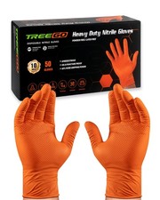 TREEGO 10 Mil Nitrile Gloves Disposable Orange - Medium, 50 picture