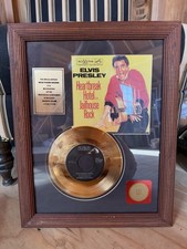 Elvis Presley Framed 24K Gold Plated Record Heartbreak Hotel Jailhouse Rock 1989 picture