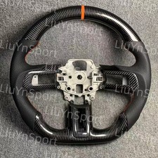 Deep Orange Stitching Carbon Fiber Steering Wheel for Ford Mustang GT 15-23 picture