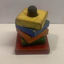 Vtg 50's Wooden Square Stacking Blocks (Holgate?) picture