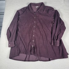 J. Jill Corduroy Shirt Women Large Purple Long Sleeve High Low Button Up Tunics picture