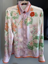 Authentic Vintage Versace Silk Stretch Floral Blouse Womens IT 46 Made in Italy picture