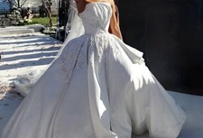 Luxury Wedding Dress by Michael  Costello - Size 0 Elegant with Floral Beadwork picture