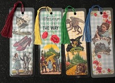 WIZARD OF OZ BOOKMARKS SET OF 4  LAMINATED WITH TASSELS HANDMADE picture