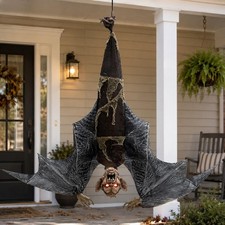 4-Ft Vampire Bat Man Hanging Halloween Figure Lit Eyes Wings & Head Moves  #901 picture
